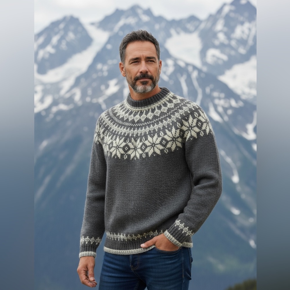 Dale of Norway Gray and Cream Crewneck Sweater